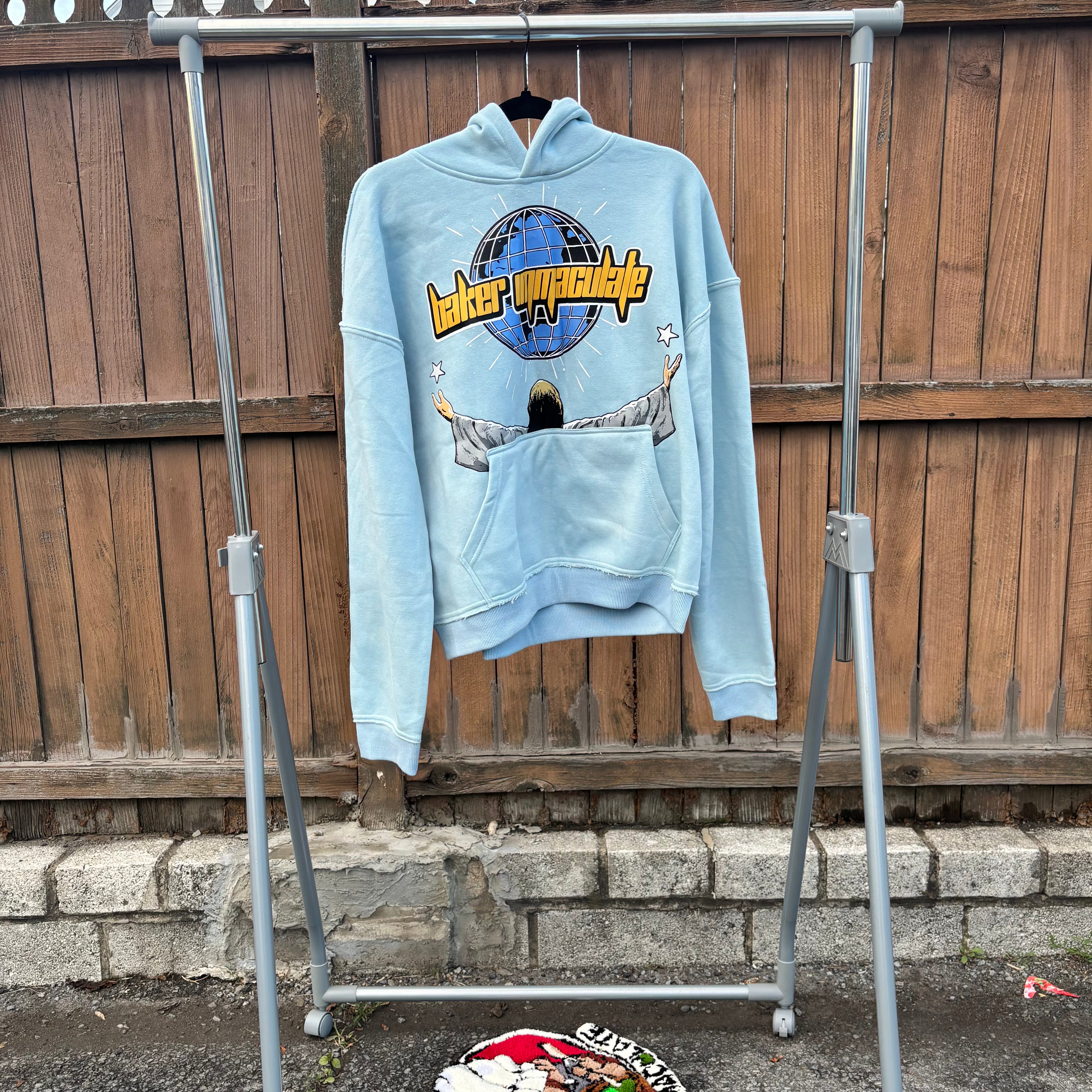 SKY BLUE "BAKER IMMAC WORLDWIDE" HOODIE