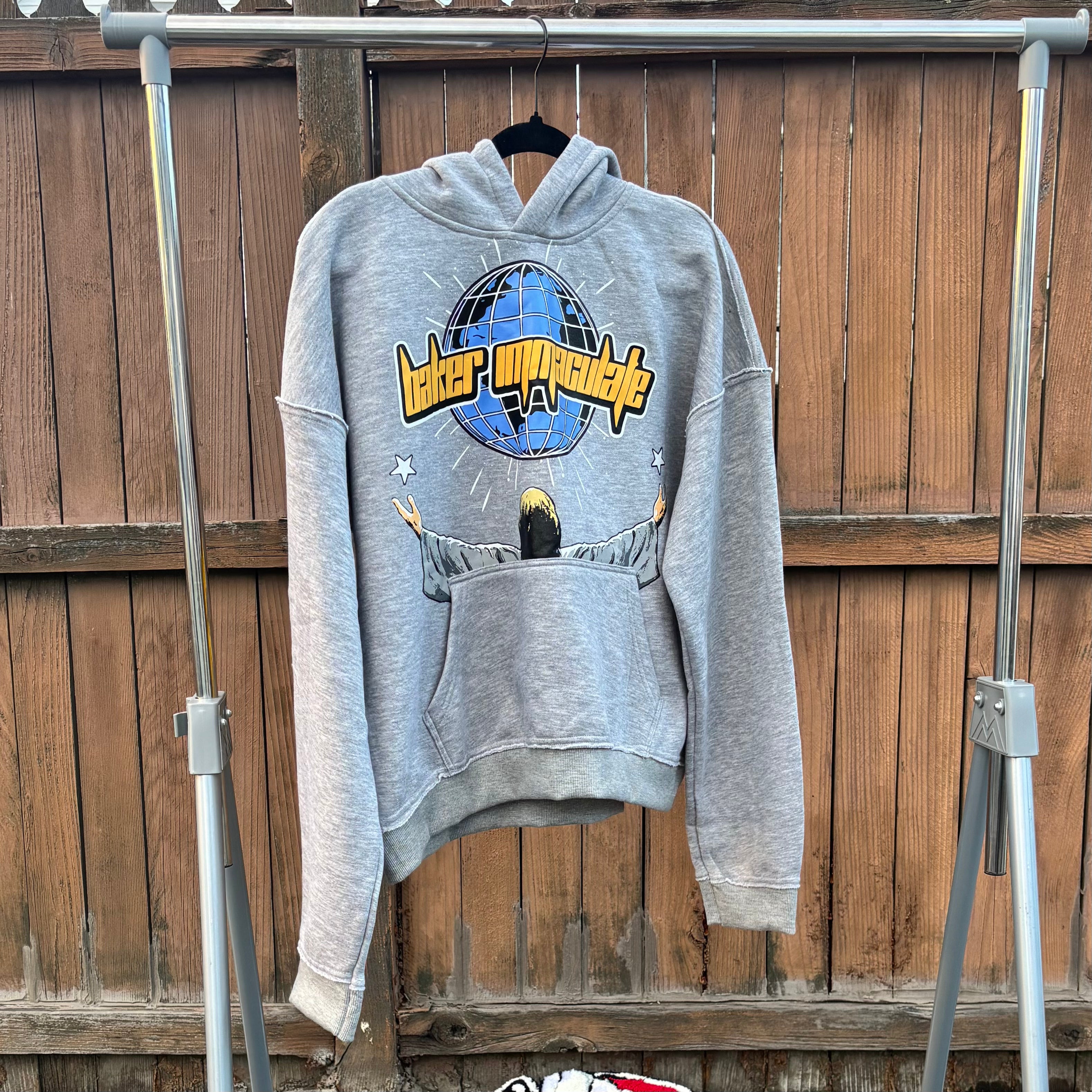 LITE GREY "BAKER IMMAC WORLDWIDE" HOODIE