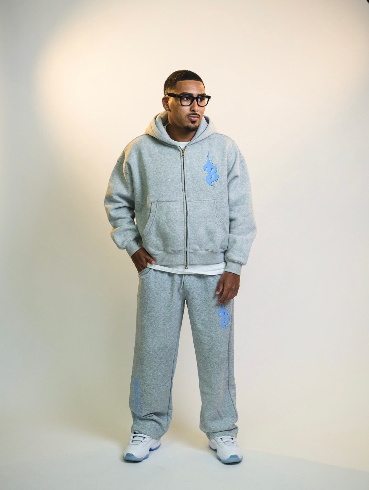 "LESS" Blue Boxy Hoodie